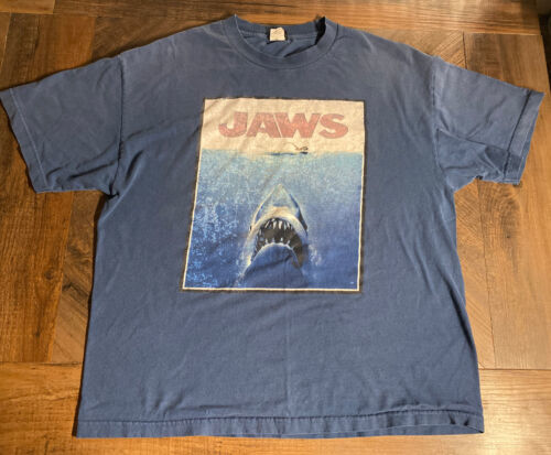 Vtg Jaws Universal Studios Men's "Duh Duh Duh" Navy Blue Promo Movie T-Shirt XL 海外 即決