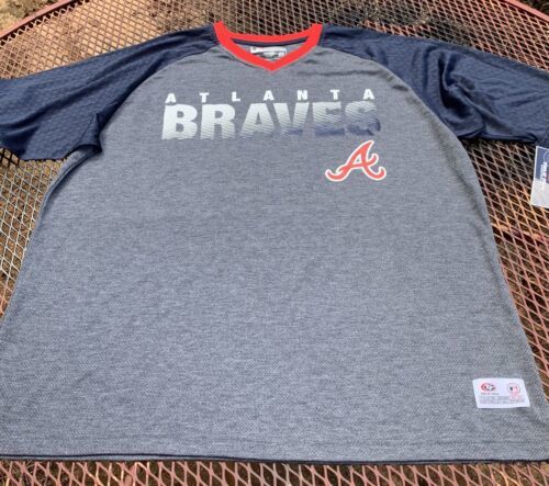 NWT Genuine Merchandise True Fan Mens MLB Atlanta Braves Shirt Blue Gray Size XL 海外 即決