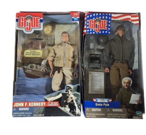 GI Joe JFK John F Kennedy Ernie Pyle D Day 12" Action Figure 2000 NIB Lot of 2 海外 即決