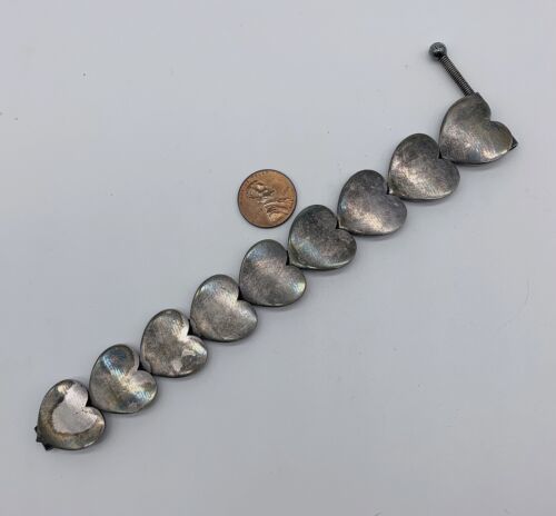 Vtg Hans Hansen Denmark Sterling Silver Hearts Link Bracelet 63g #y27 海外 即決 - 1