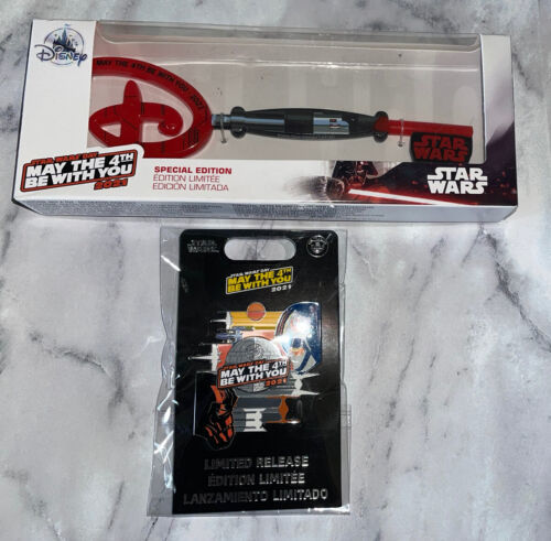 Disney STAR WARS May the 4TH Be With YOU Set, 2021 Pin And KEY, New In Box. 海外 即決