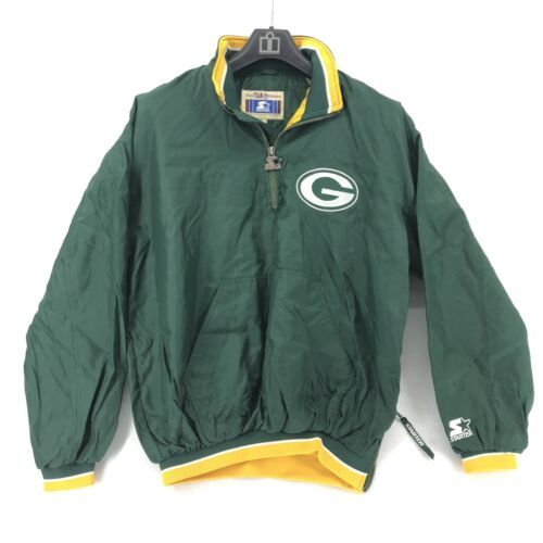 Green Bay Packers NFL Starter 1/4 Zip Windbreaker Jacket Mens Size ...