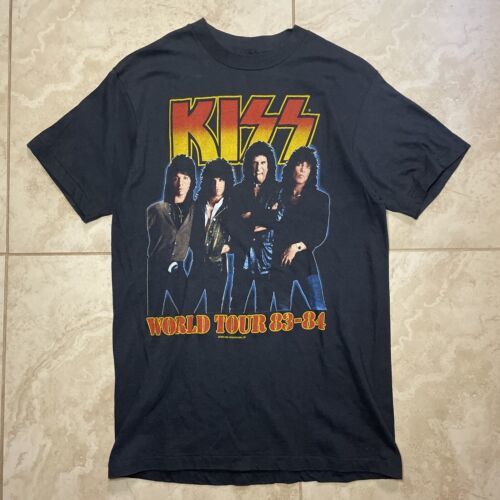 vintage Rare 1983 Kiss Lick it Up single-stitch tour t-shirt mens small 海外 即決