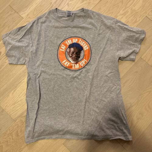 Vintage Mens Thrashed Dreadlock Mike Eat Em Up Detroit Tigers T-Shirt Gray Large 海外 即決