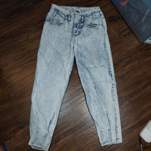 Vintage Zena High Rise Acid Wash Jeans Sz 5 28x27.5 Mom 90s 80s Cuffed Ankles 海外 即決