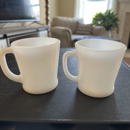 Vtg Set 2 Fire King White D Handle Coffee Cup Mug Oven Ware Milk Glass Tea Drink 海外 即決 - 6