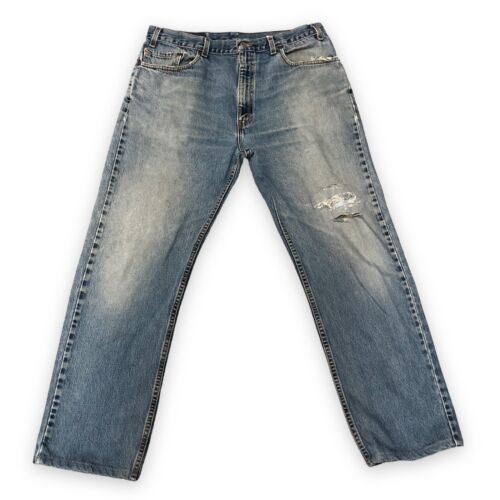 Vintage Levis 505 Jeans Mens 38x32 Blue Denim Faded Washed Out 0401 Outdoor Y2K 海外 即決