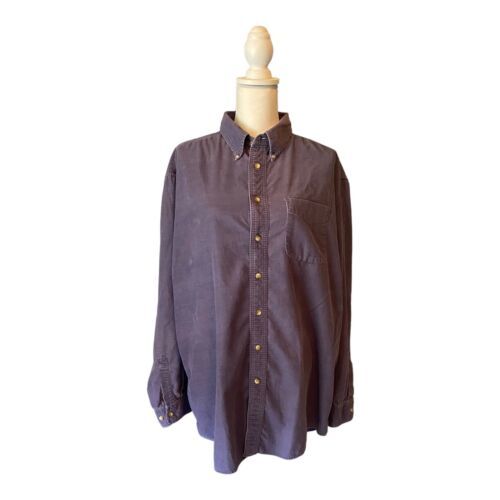 LL Bean Shirt Mens XL Tall Purple Corduroy Long Sleeve Cotton Button Up Vintage 海外 即決