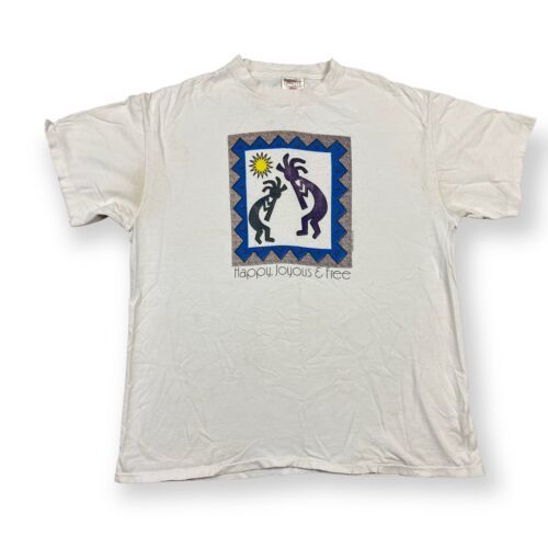 Vintage 90s T Shirt Southwest Kokopelli Happy Joyous Free Distressed Adult XL 95 海外 即決