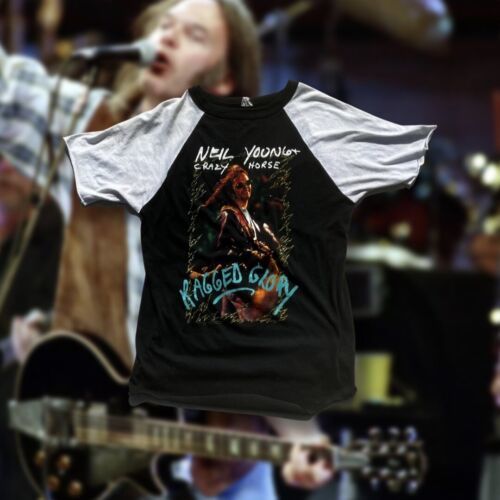 VINTAGE Neil Young & Crazy Horse Ragged Glory Tour Tee 1999 Size Large 90’s 海外 即決