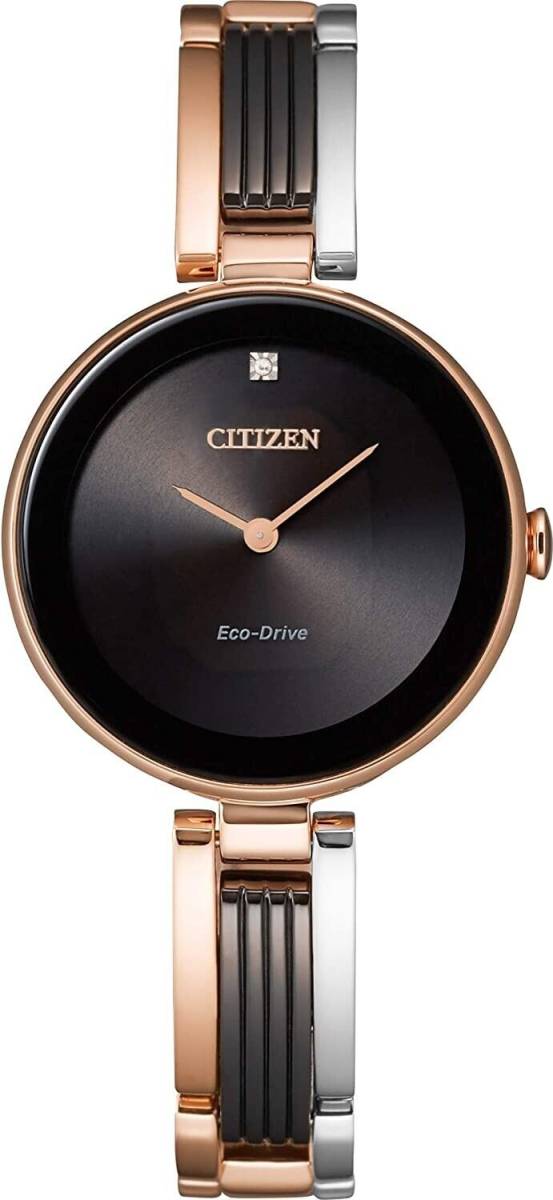 Citizen Eco-Drive Axiom EX1536-55E Rose Gold Silver Tone Black Dial Womens Watch 海外 即決