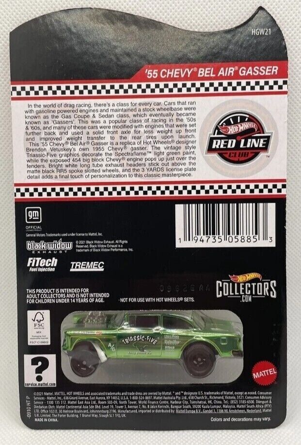 HOT WHEELS RLC Red Line Club '55 Chevy Bel Air Gasser Triassic Five IN HAND 海外 即決
