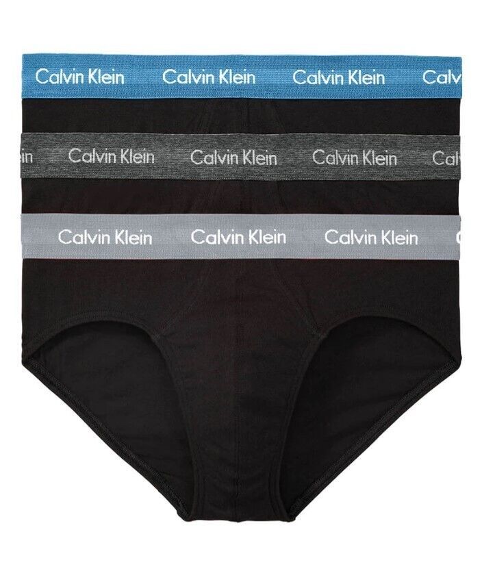NEW Calvin Klein 3-Pack Cotton Stretch Hip Briefs Size XXL Black Gray Blue Mens 海外 即決
