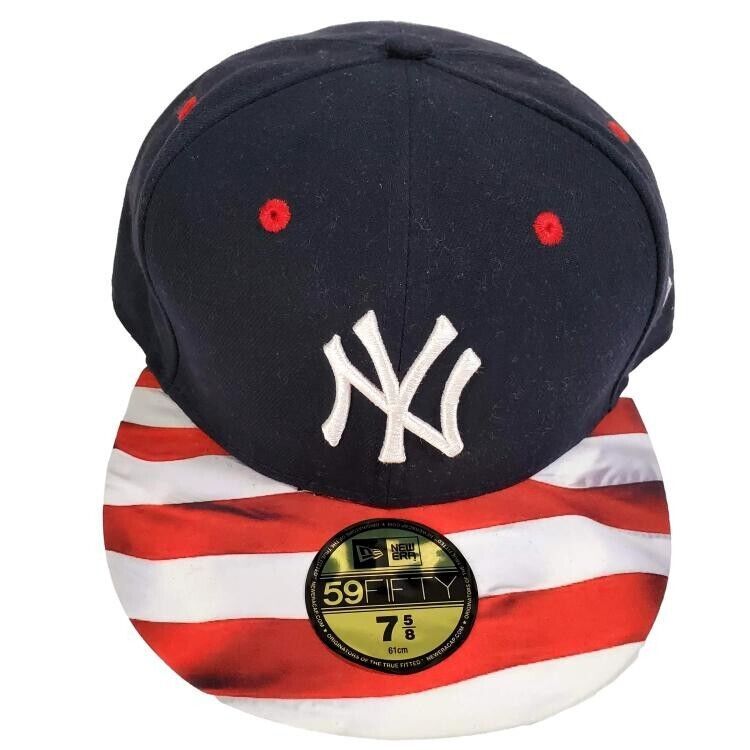 New York Yankees Patriotic Flag Hat 7 5/8 Cap 59Fifty New Era Black Baseball MLB 海外 即決
