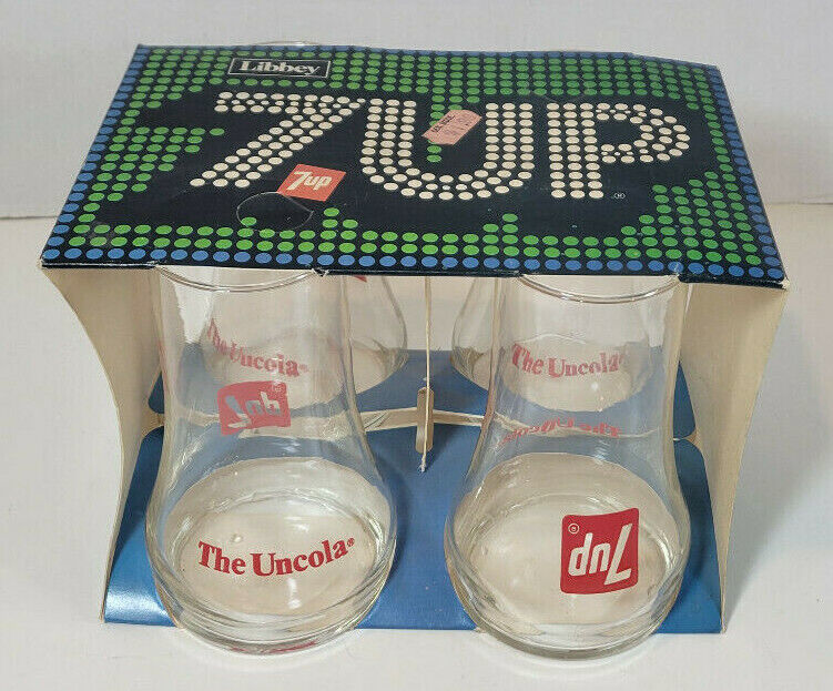 Vtg 1960s-70s 7UP The Uncola Glasses Libbey Set of Four New Old Stock MINT 海外 即決 - 0