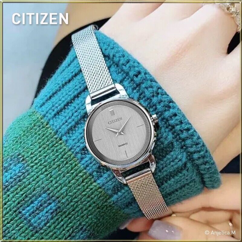NWT Citizen Silver Tone Mesh Bracelet Casual Dress Watch EZ7000-50A 海外 即決