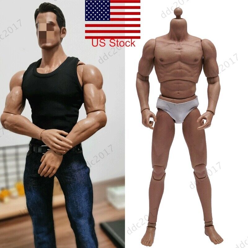 AT016 1/6 Scale Muscular Male Body Figure Doll For Phicen TBLeague Hot Toys Head 海外 即決