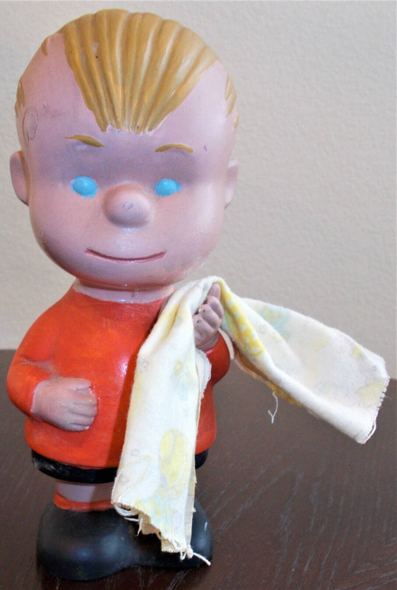 Vintage 1960s LINUS 8" Ceramic Figure with Blanket Peanuts Charlie Brown Toy 海外 即決