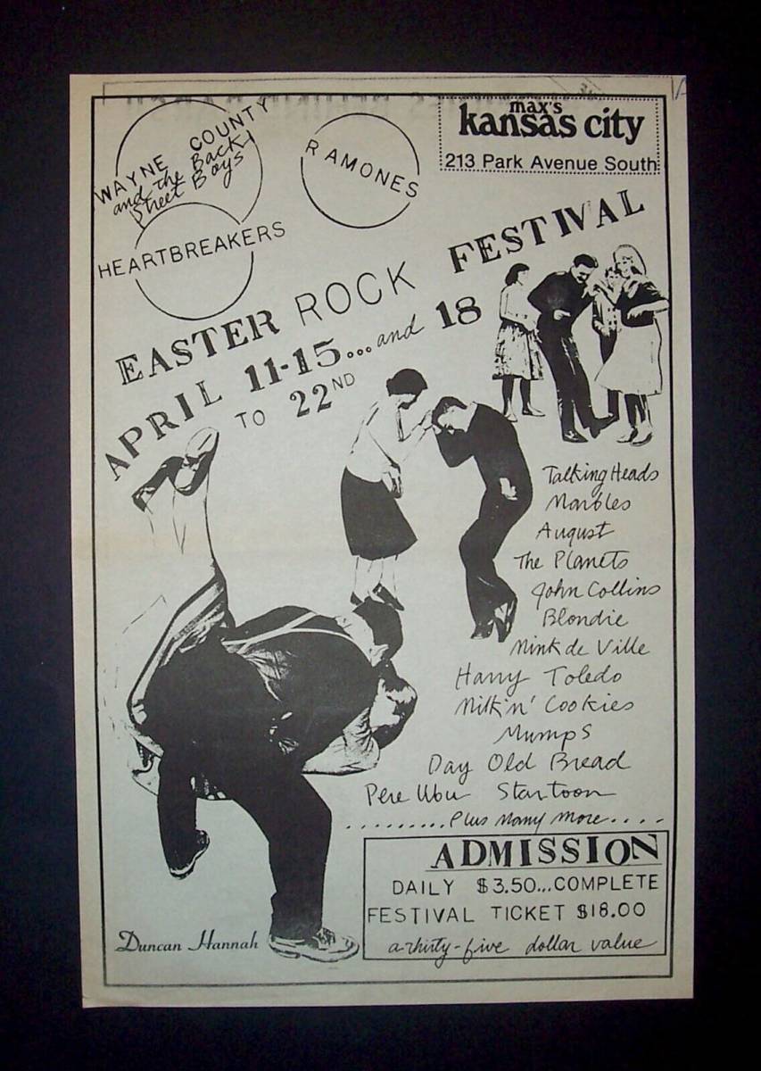 Max's Kansas City Easter Rock Festival 1976 Poster Type Ad Ramones Blondie Rare! 海外 即決