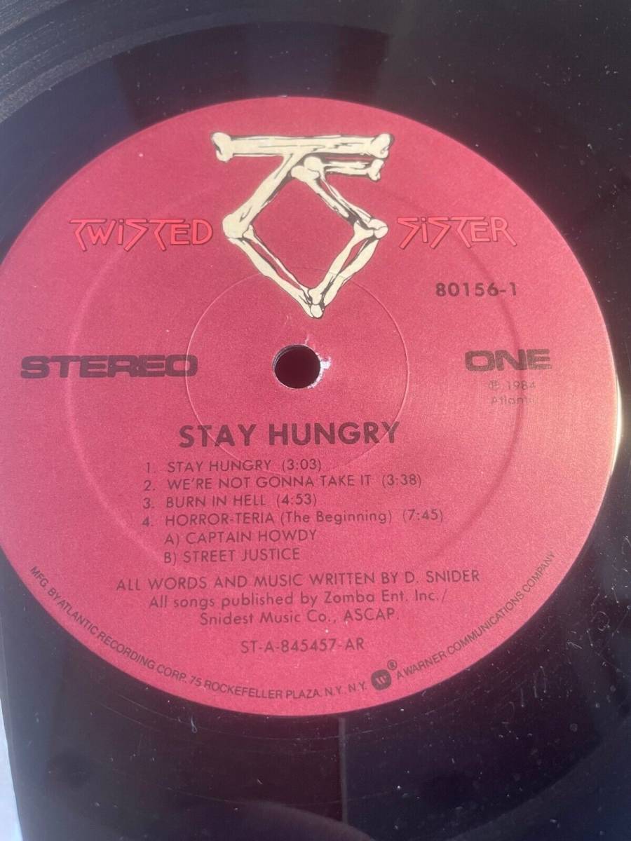 Twisted Sister LP Vinyl Record Stay Hungry 1984 Atlantic 7インチ 80156-1 オリジナル NICE 海外 即決