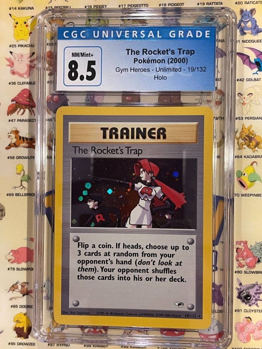 Gym Heroes Unlimited ~ The Rocket's Trap Holo ~19/132~ Graded CGC 9 Pokemon 海外 即決