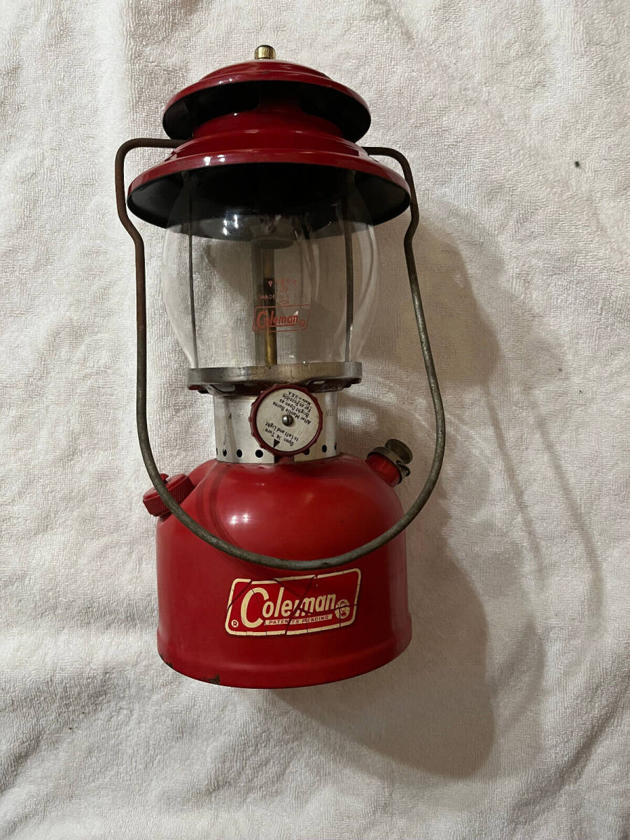 Coleman 1967 Lantern Red 200A with Pyrex Globe Camping Tested Works 海外 即決