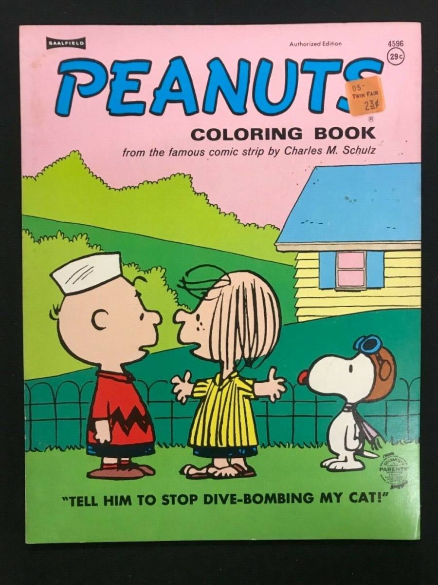 PEANUTS Coloring Book Schulz 1970 unused! Stop Dive-Bombing My Cat! SNOOPY 海外 即決