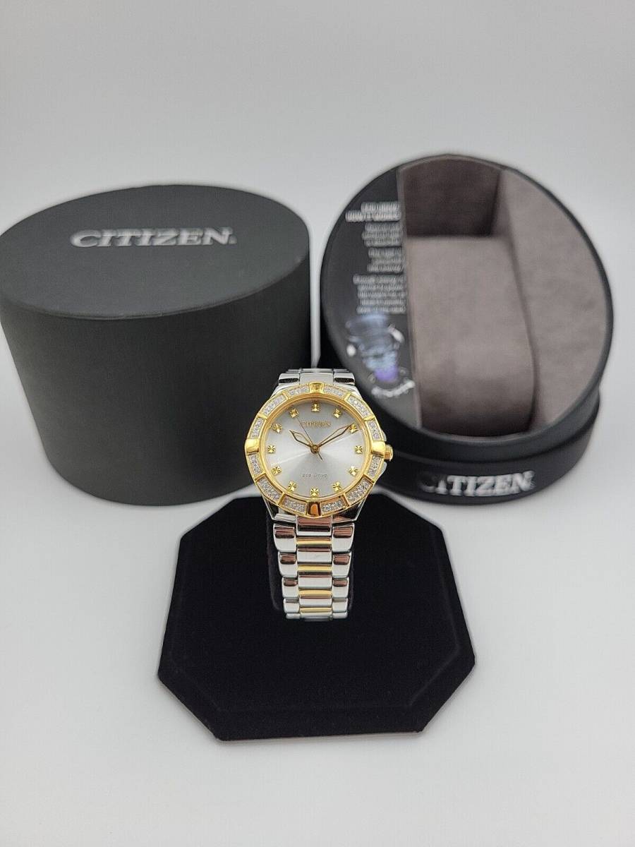 Citizen Women's Eco-drive Corso Champagne Dial Stainless Steel Watch EM0834-51A 海外 即決