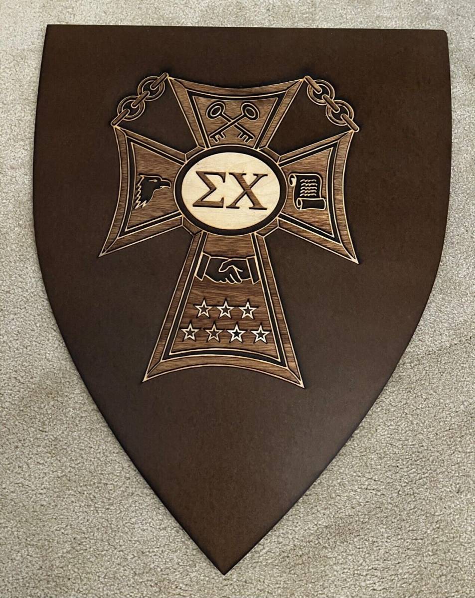 Sigma Chi Fraternity - Laser Engraved Wood Badge - 18-3/4" Wide X 23-1/2 Tall 海外 即決