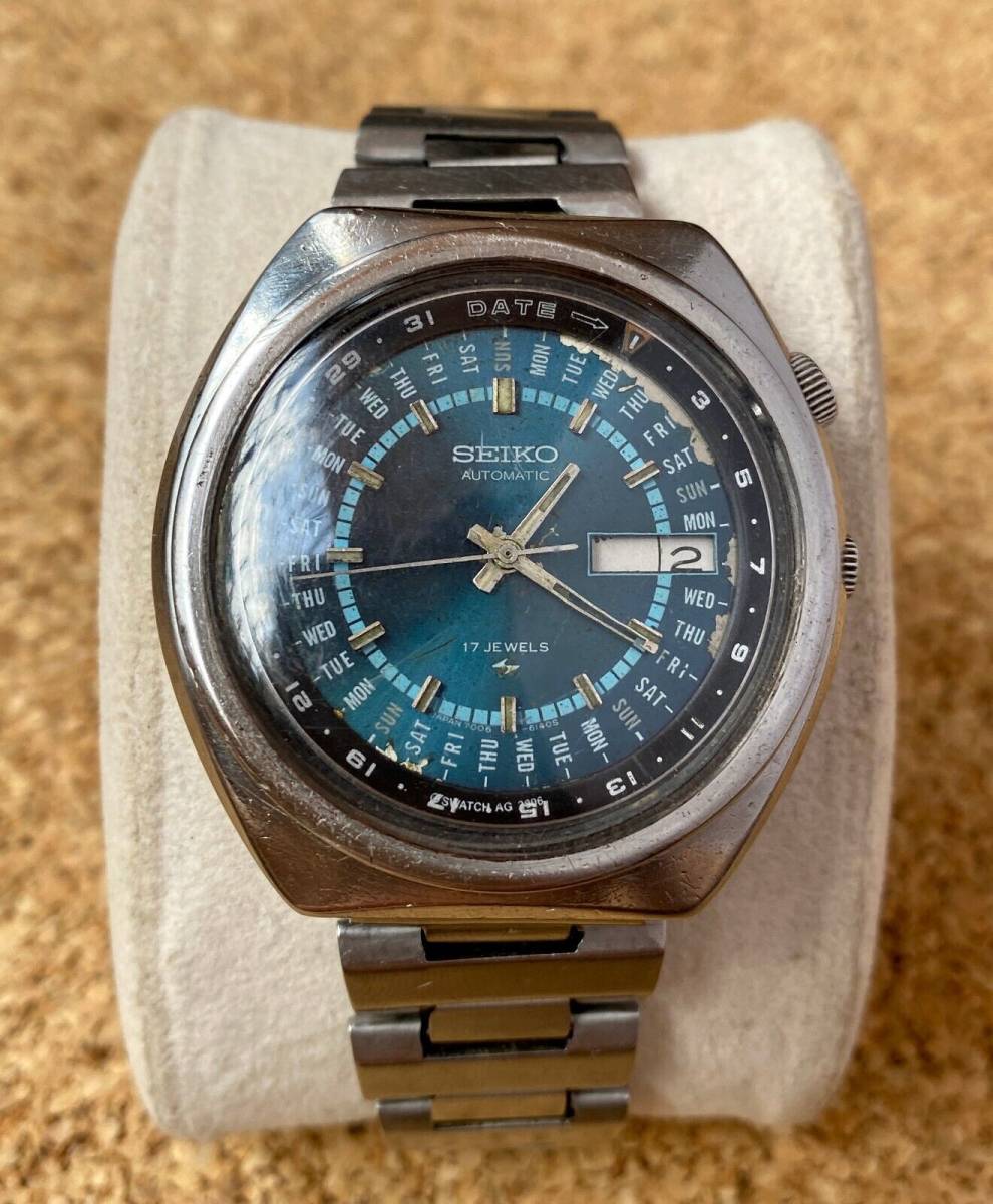 Seiko 7006-6039 Perpetual Calendar Automatic Date Vintage Men's Watch Blue  Dial 海外(海外商品購入代行)｜売買されたオークション情報、yahooの商品情報をアーカイブ公開 - オークファン（）