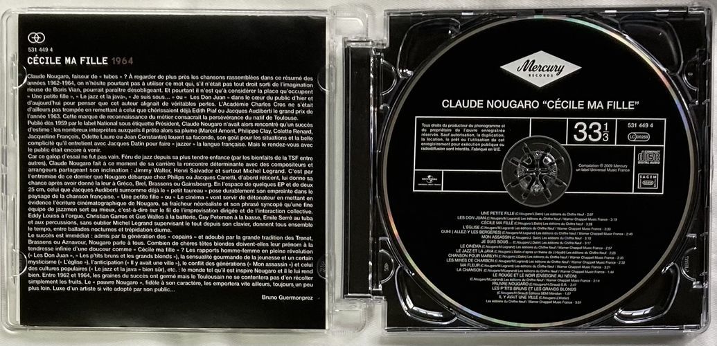 クロード・ヌガロ(Claude Nougaro)/Cecile Ma Fille-フランスのシンガー・ソングライターの1962-1964年の楽曲を収録したアルバム_画像2