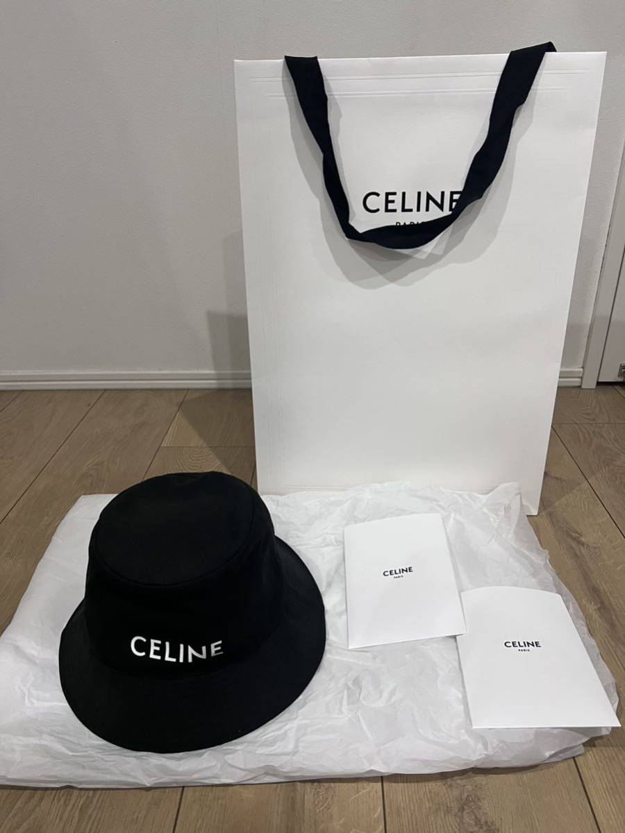 セリーヌ】 セリーヌ CELINE バケットハット 帽子 ブラック 黒 Lサイズ