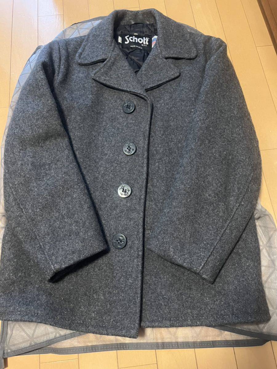  Schott Schott NYC pea coat single button America made size38 L gray color super beautiful goods.