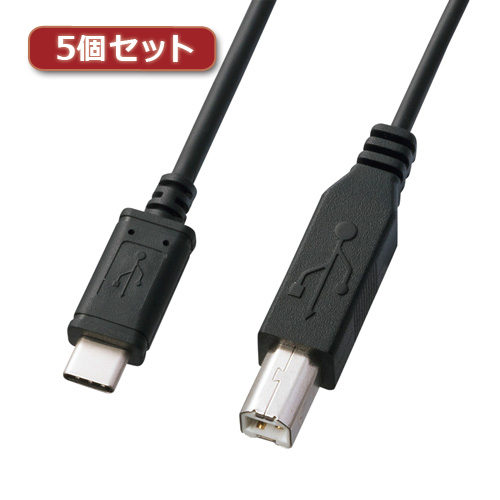 5個セット サンワサプライ USB2.0TypeC-Bケーブル KU-CB10X5(l-4589452971756)