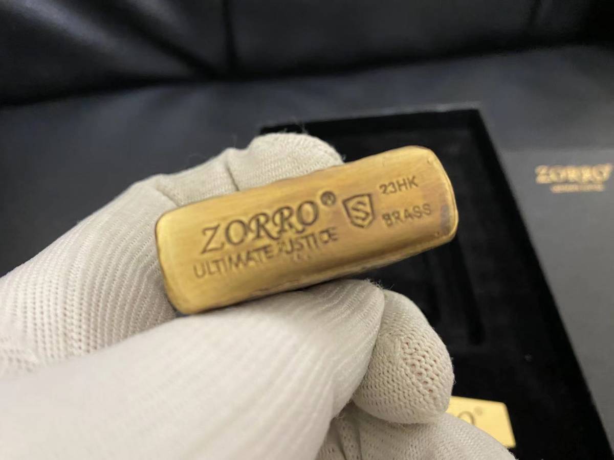 1円スタート 新品 ZORRO スカル ドクロ 重量感 ライター 未使用 オイルライター 槌目 真鍮製 AntiqueBrass ゴールドの画像8