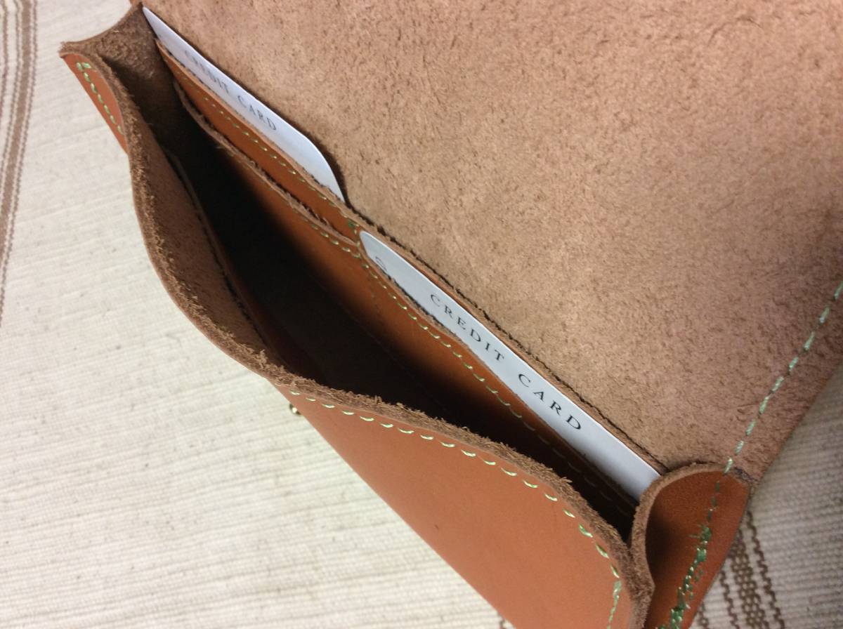  free shipping possible [ hand made ] cow leather thick high class nme long wallet orange Brown 