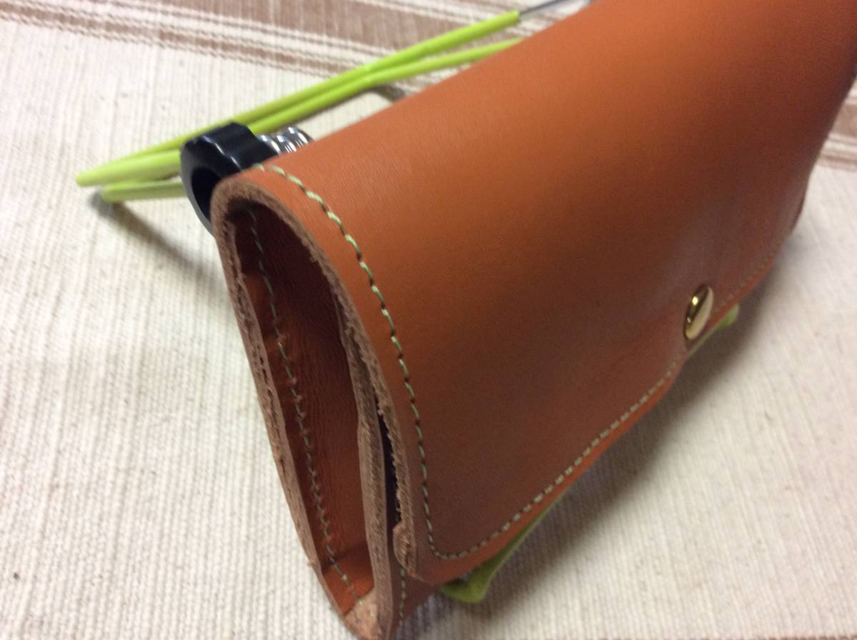  free shipping possible [ hand made ] cow leather thick high class nme long wallet orange Brown 