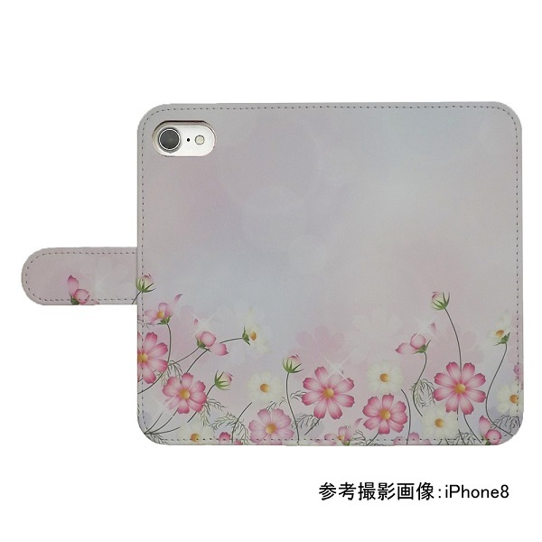 OPPO A55s 5G A102OP/CPH2309　スマホケース 手帳型 プリントケース コスモス 風景 花 秋桜 イラスト_画像2