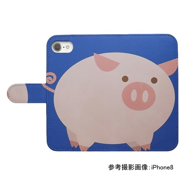 OPPO A54 5G OPG02　スマホケース 手帳型 プリントケース ぶた 動物 キャラクター かわいい ブルー_画像2