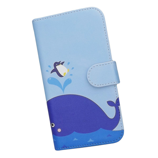 AQUOS zero6 SHG04/A102SH/SH-M18　スマホケース 手帳型 プリントケース クジラ ペンギン 海 空 かわいい キャラクター_画像1