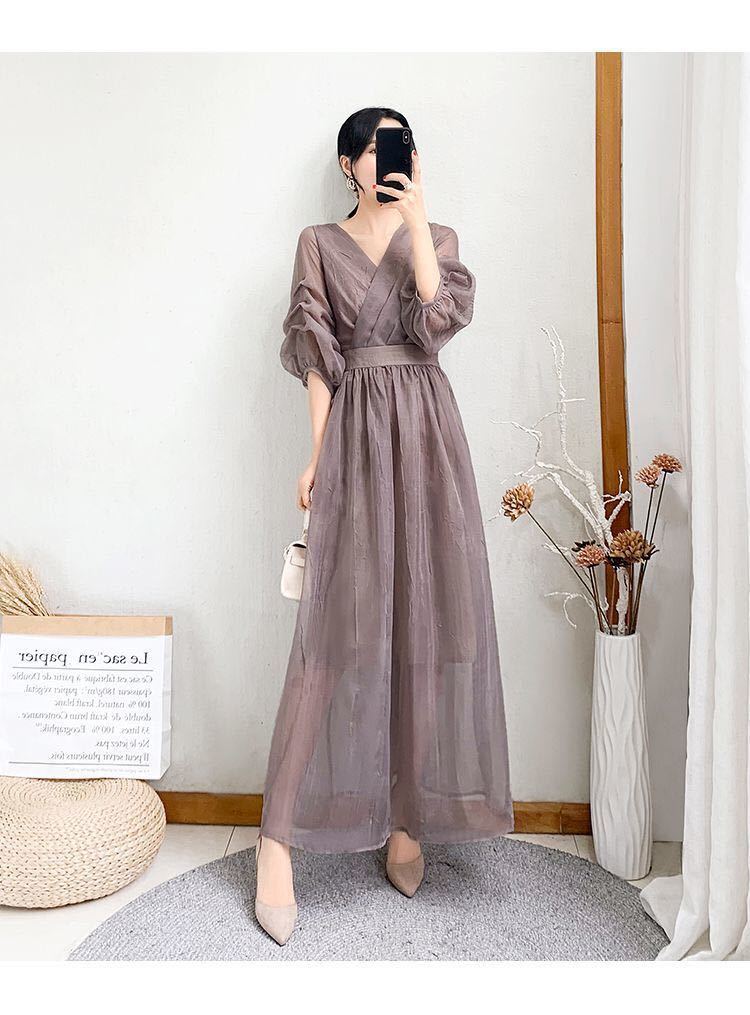  new goods party dress One-piece long chiffon long dress wedding two next . go in . type go in . type .. type graduation ceremony . birthday memory photographing . call purple M