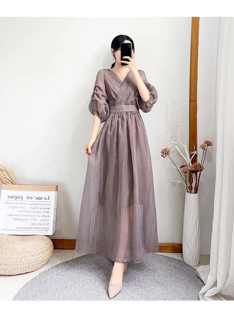  new goods party dress One-piece long chiffon long dress wedding two next . go in . type go in . type .. type graduation ceremony . birthday memory photographing . call purple M