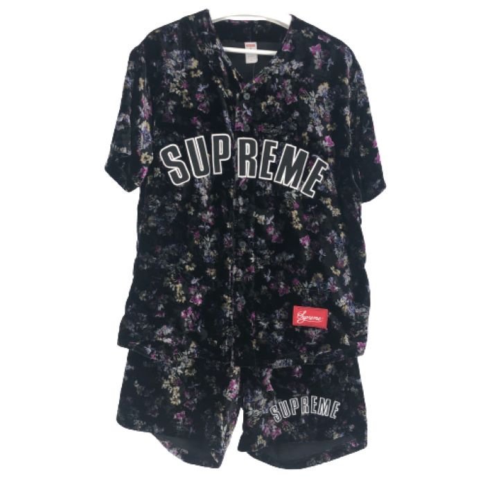 supreme シュプリーム ベロア パンツ 黒 ブラック L