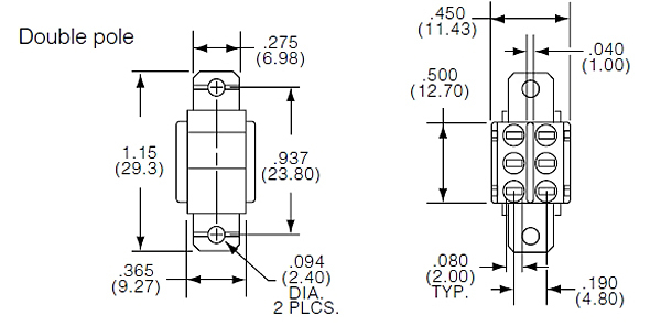 AUGAT ALCO A201J1ZQ ロッカースイッチ (DPDT|AC125V/5A) [2個組]【管理:KE335】_画像5