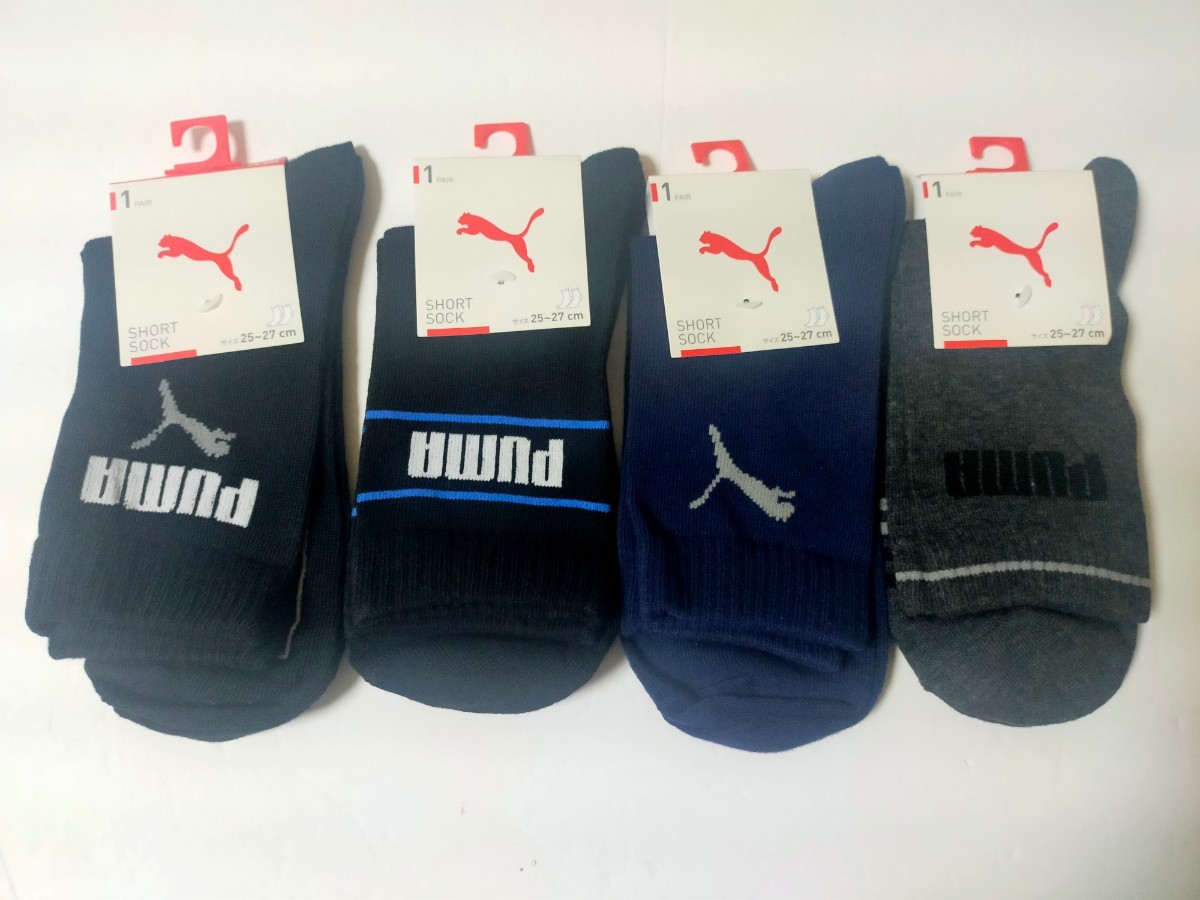 25cm～27cm★④②送料無料！即決！PUMA プーマ 4足組★紳士用 男性用 大人用 紳士ソックス◆靴下 柄付き靴下 スポーツソックス まとめ売り_画像4