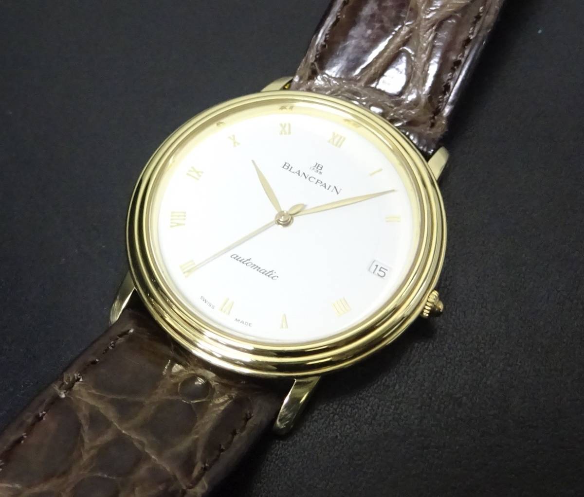K18YG чистое золото BLANCPAIN Blancpain vi rure extra тонкий белый циферблат мужской размер самозаводящиеся часы подлинный товар 