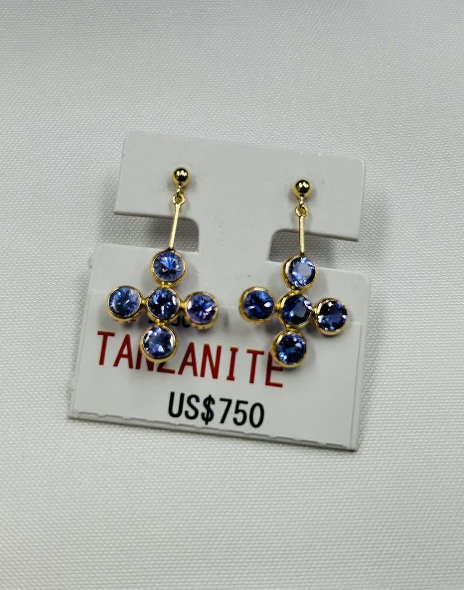 正規品新品K18タンザナイトフックピアス定価102271円TANZANITE 5P レディースピアス　高級品　最終価格_画像1