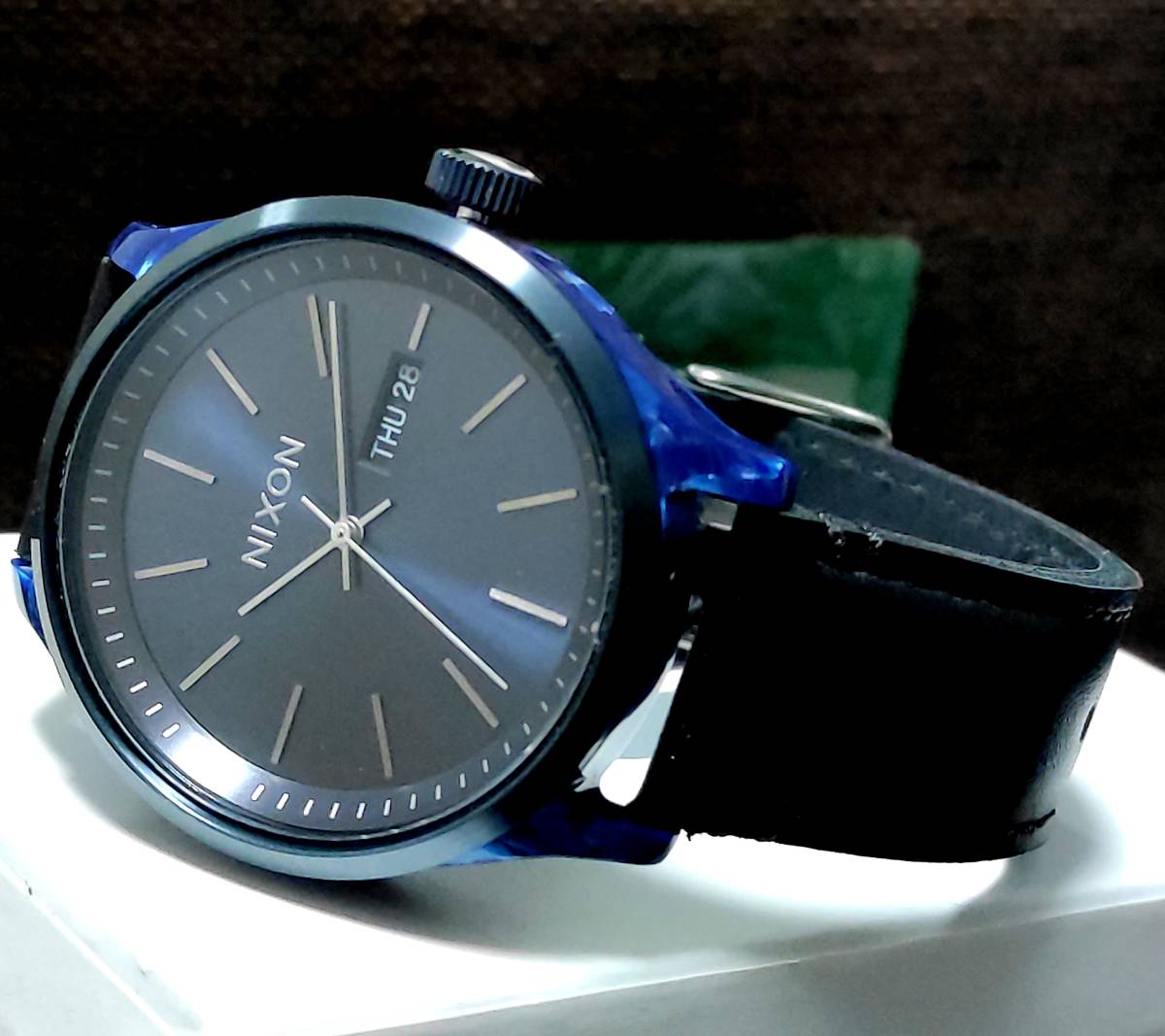 【新品】NIXON ニクソン 腕時計 SENTRY LUXE セントリー リュクス ネイビー×ブラックレザー コードバン 激レア デットストック！の画像7
