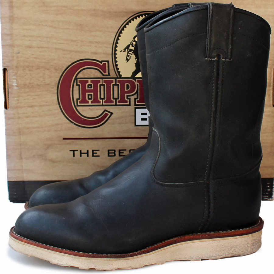 USA made *Chippewa Chippewa *pekos boots US7.5EE=25.5 western boots Biker Country bike men's black i-84