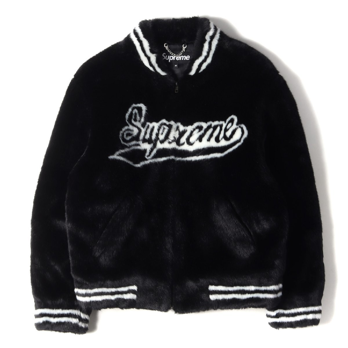 美品 Supreme シュプリーム ジャケット フェイクファー バーシティジャケット スタジャン Faux Fur Varsity Jacket  20SS ブラック 黒 M